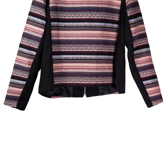 H&M Womens Jacket Striped Navajo Aztec Full Zip Stretch Boho Long Sleeve Size 16 - Picture 8 of 9